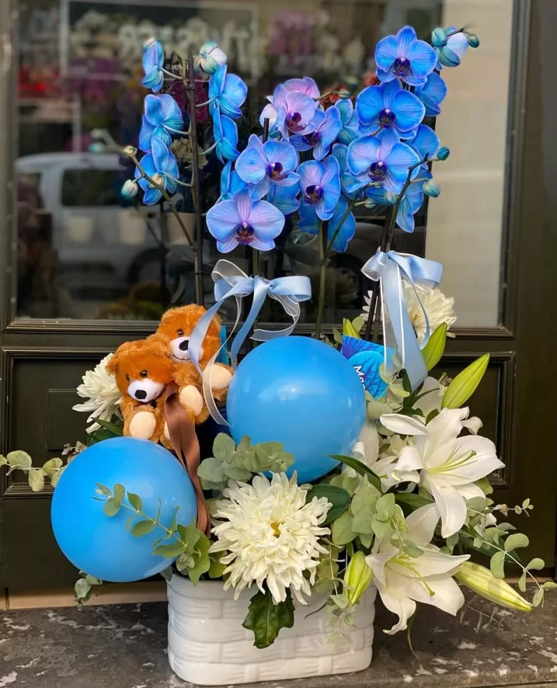 Şık Mavi Orkide Aranjmanı