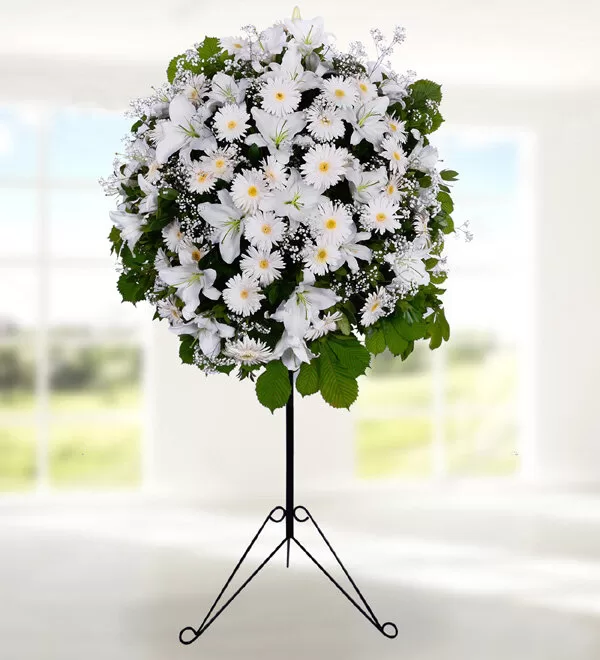 Ferforje Aranjman Beyaz Lilyum Gerbera