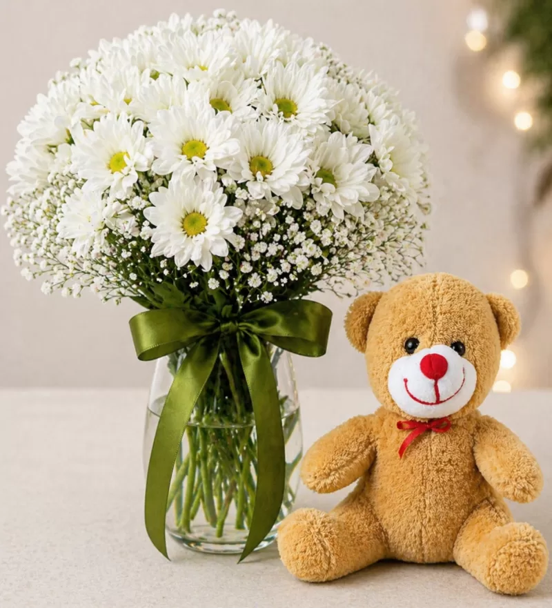 Papatya Masumiyeti & Ayıcık Aranjmanı