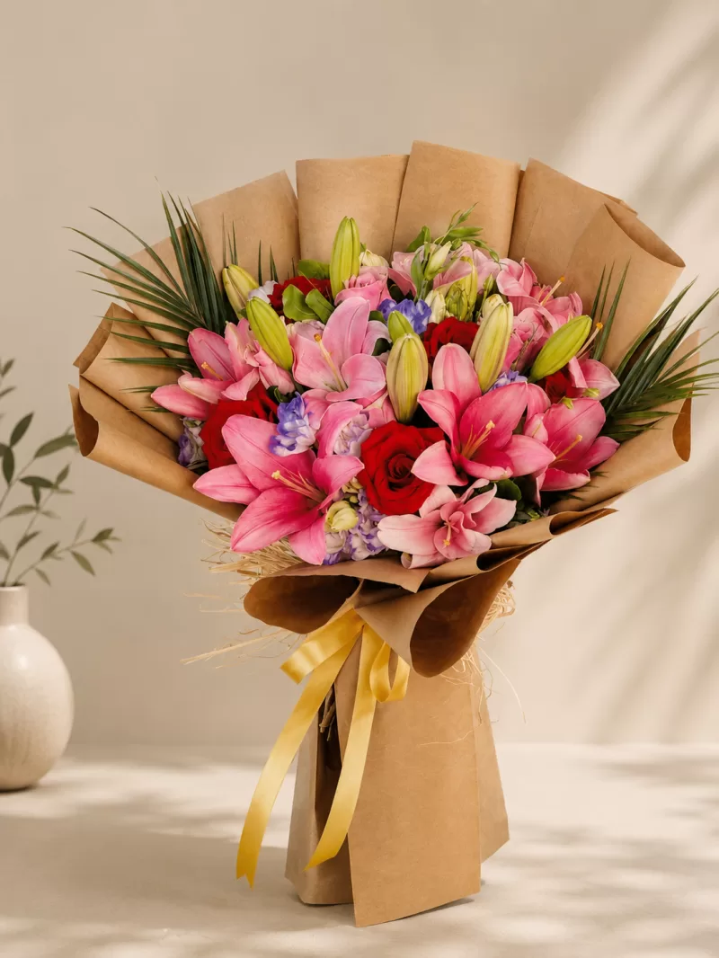 Pembe Asya Lilyum Buketi